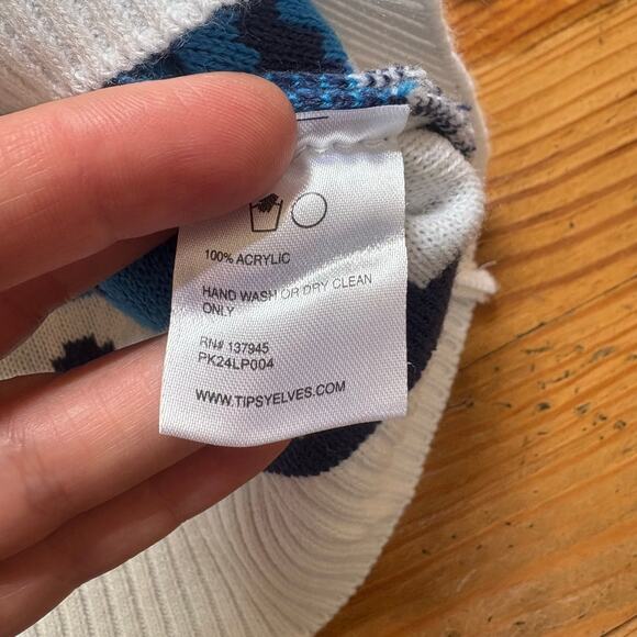 Tipsy Elves Rudolph Abominable Snowman blue white Christmas sweater SIZE L - Picture 5 of 6